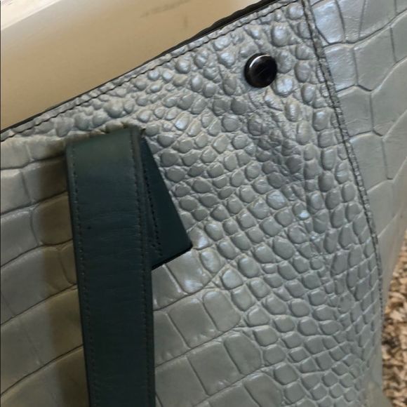 Vince Croc V Tote in Light Teal - Picture 3 of 5